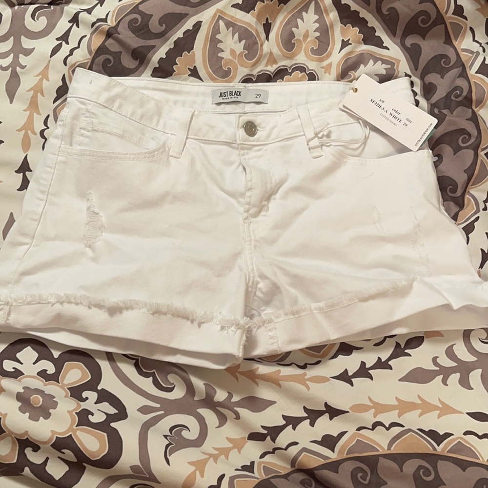 Just Black Destroyed Denim Cuffed Shorts